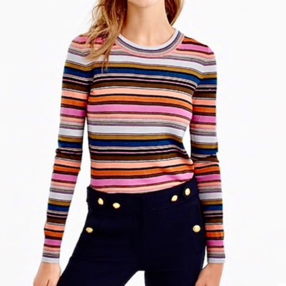 JCrew Tippi Merino Wool Rainbow Stripe Sweater (M)